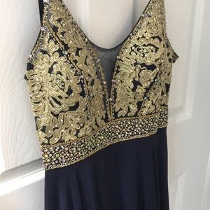 Navy Blue Sequence Prom Gown Dress